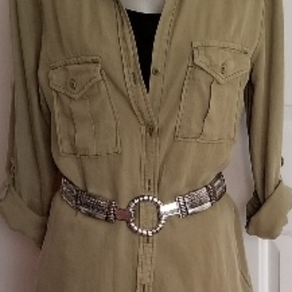 Leather Belt w/Aztec Boho styled Statement Buckle main image 4